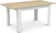 Masa extensibila de dining MADO 120/160x80 cm, alb/stejar sonoma