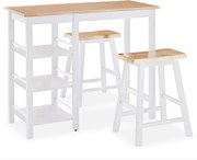 vidaXL Set mobilier de bar, 3 piese, alb, MDF