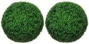 HOMCOM Set de 2 Bile Artificiale, Bile de Arbori Topiari din Buxus, Plante False de Interior în Aer Liber pentru Casă, Ø50cm, Verde | Aosom Romania