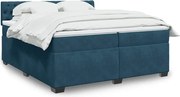 vidaXL Pat box spring cu saltea, albastru, 200x200 cm, catifea