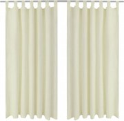 vidaXL Draperii micro-satin cu bride, 140 x 245 cm, crem, 2 buc.