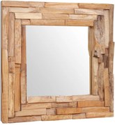 vidaXL Oglindă decorativă din lemn de tec, 60 x 60 cm, pătrat