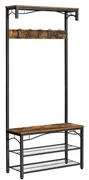 Vasagle Cuier de hol HENRY cu spațiu pentru pantofi, 80x30x178,5cm, maro/negru