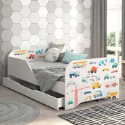 Pat pentru copii MIKI 160 x 80 cm cu motiv de camion