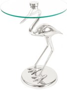 Masuta de cafea rotunda din aluminiu si sticla 40x40x58cm argintiu