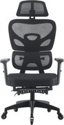 Scaun ergonomic, cotiere 3D, suport lombar adaptiv, spătar reglabil pe inaltime, tetiera 3D, suport pentru picioare, pivotant, Mesh, Negru
