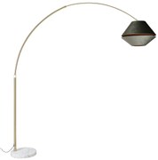 Lampă arcuită din alamă cu abajur dublu din catifea albă și verde - XXL