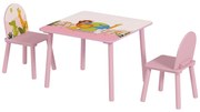 AIYAPLAY Măsuță și 2 scaune pentru copii 3-8 ani cu margini rotunjite, Roz | Aosom Romania