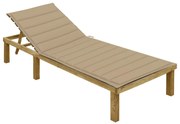 vidaXL Șezlong cu pernă bej, lemn de pin tratat