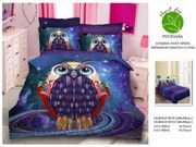 Lenjerie De Pat Finet Premium - Albastru Mov Bufnita