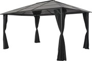 vidaXL Pavilion cu perdea, negru, 4 x 3 x 2,6 m, aluminiu