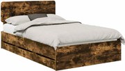 vidaXL Cadru de pat Stejar Afumat 135 x 190 cm Lemn prelucrat