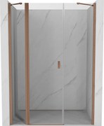 Mexen Mist ușă de duș batantă 140 cm, transparentă, cupru periat - 8A4-140-001-65-00