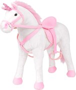 vidaXL Jucărie unicorn din pluș în picioare, alb și roz, XXL