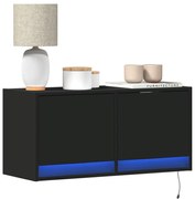 vidaXL Dulap TV de perete cu lumini LED negru 80x31x38 cm