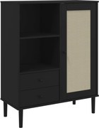 vidaXL Dulap înalt SENJA aspect ratan negru, 90x40x112cm