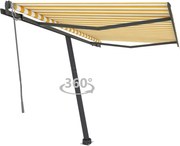 vidaXL Copertină autonomă retractabilă automat galben&alb 300x250 cm