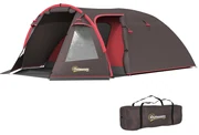 Outsunny Cort de Camping pentru 2-4 Persoane cu 2 Camere, Uși Duble și Geantă de Transport, 360x250x130 cm, Gri | Aosom Romania