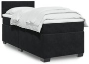vidaXL Pat box spring cu saltea, negru, 90x190 cm, catifea