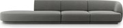 Canapea 4 locuri cotiera stanga, Miley, Micadoni Home, BL, 325x85x74 cm, catifea, gri deschis