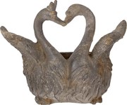 Jardinieră decorativă în formă de lebede, gri, stil brocante, 49x27x37 cm