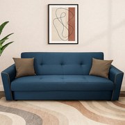 Canapea VERA extensibila, 3 locuri, lada de depozitare, stofa bleumarin + maro, 225x90x90 Bleumarin + Maro, Stofa