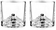 Set pahare pentru whisky LIITON L60200 Denali, Cristal, 260 ml, 2 buc, Fund 3D varf Fuji, Transparent