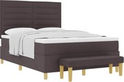 vidaXL Pat cu arcuri cu saltea Maro închis 140 x 190 cm țesătură
