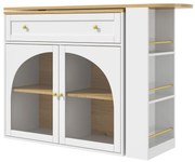 Masă de bar extensibilă cu spațiu de depozitare, Alb | Aosom Romania