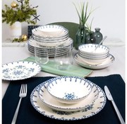 Set de masă 24 piese alb/albastru/porțelan