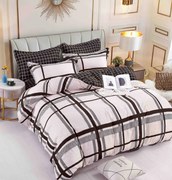 Set Lenjerie de Pat cu Elastic, Bumbac Tip Finet, 6 Piese, Pat 2 Persoane, Alb Negru