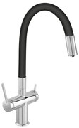 Baterie bucatarie cu pipa flexibila Ferro Filtrata compatibila cu sistem filtrare finisaj crom-negru