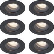 Set de 6 spoturi încastrate moderne negre, rotative și înclinabile IP44 - Chuck