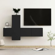 vidaXL Set dulapuri TV, 3 buc., negru, lemn prelucrat
