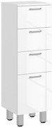 Dulap de baie kleankin, Badschrank, 4 sertare, placă de particule, lucios, alb | Aosom Romania