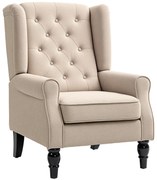 HOMCOM Scaun Decorativ Capitonat cu Spatar Inalt, Cotiere Rotunjite Captusite și Sezut cu Captuseala Groasa, Albastru | Aosom Romania