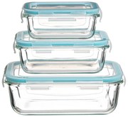 Set caserole din sticla cu capac, 3 bucati