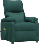 vidaXL Fotoliu de masaj, verde închis, material textil