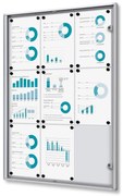 Vitrina informații interioare Economy 9 x A4 - spate din tablă, ignifugă, aluminiu