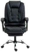 HOMEREST Scaun directorial, masaj in suportul lombar, suport picioare, PU, Negru