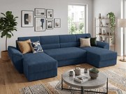 Coltar extensibil in forma de U TAVERO, albastru inchis, 321x140 cm