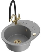 Mexen Kevin chiuvetă de granit cu o cuvă cu baterie de bucătărie Duo, gri - 6517-71-671701-57-G