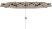 Outsunny Umbrelă de Grădină cu Două Fețe și Mâner cu Manivelă Ușor de Utilizat, 450x265x260 cm, Alb Crem | Aosom Romania