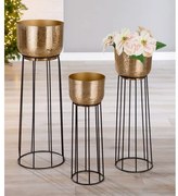 Ghiveci Trento, Aluminiu, Auriu Negru, 60x19.5 cm