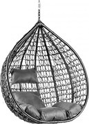 Scaun suspendat negru KOKON fara stativ, perna gri