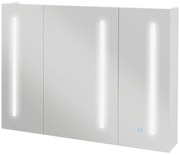 Kleankin Dulap cu Oglindă LED pentru Baie, USB, Raft Reglabil, 90x15x70cm, Alb Lucios | Aosom Romania