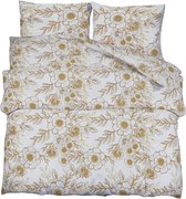 vidaXL Set cu husă de pilotă, alb și maro, 140x200 cm, bumbac