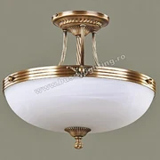 Lustra Dakar cu Diam 43 cm, Desing Clasic, Finisaj Bronz Antic, Abajur Alb - Bussy Lighting 3087-52-02B