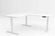 Birou cu înălțime reglabilă electric în L, Viva Upgrade, triple motor, 150 kg - Alb