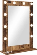 vidaXL Oglindă de toaletă cu oglindă Stejar fumuriu 70 x 50 x 18 cm